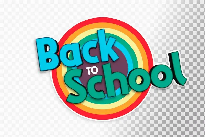 3D Cartoon Text “Back to School” on a Transparent Background