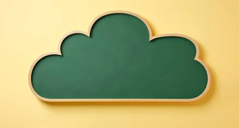 Realistic Image of a Green Slate in the Shape of a Cloud