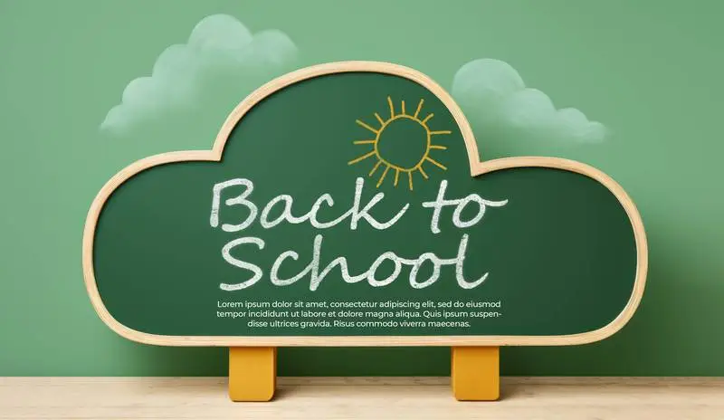 Back to School Banner with a Blackboard on a Green Wall