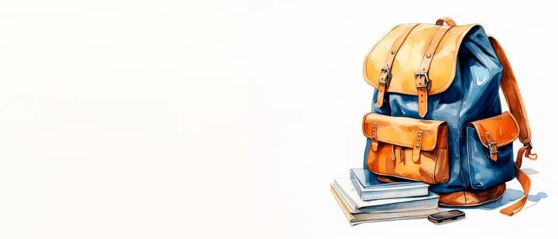 White Banner with a Watercolour School Bag Illustration for Back to School