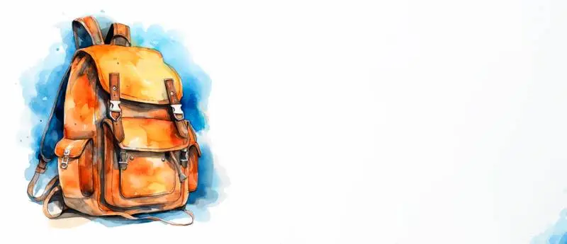 Blank Banner of a Vintage Watercolour Backpack Illustration for Back to School