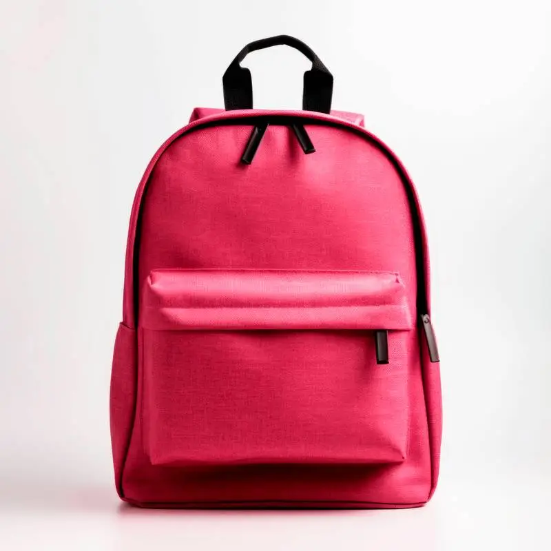 Realistic Front Image of a Red Backpack on a White Background