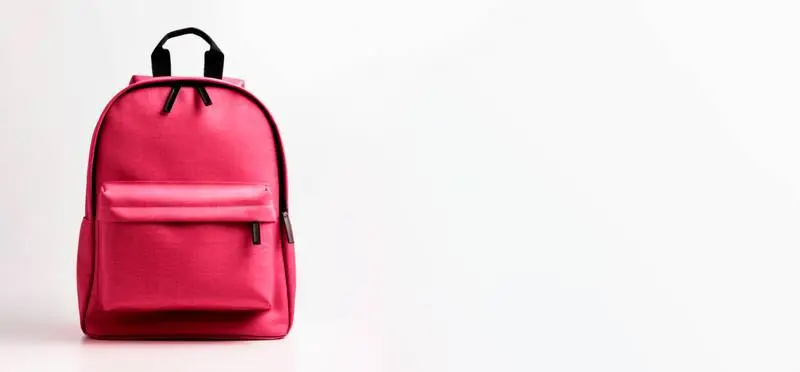Realistic Front Blank Banner of a Red Backpack on a White Background