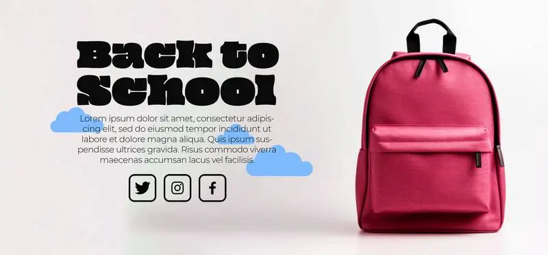 Realistic Front Banner of a Red Backpack on a White Background