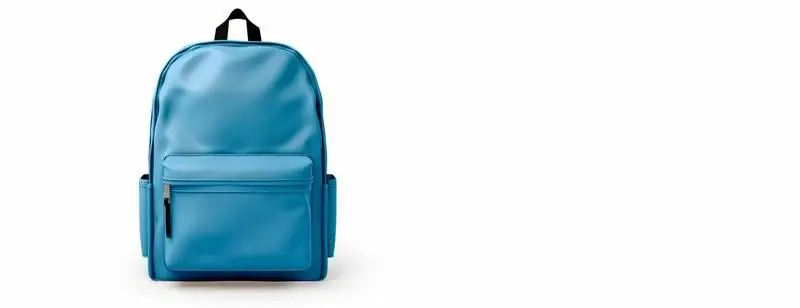 Blank Banner of a Blue School Backpack on a White Background