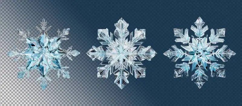 Crystal Snowflakes Isolated on a Transparent Background