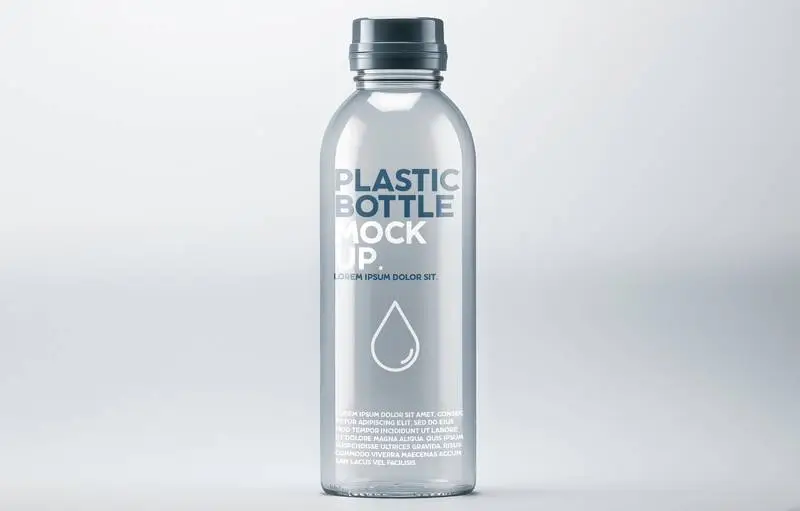 Editable Transparent Plastic Bottle Mockup