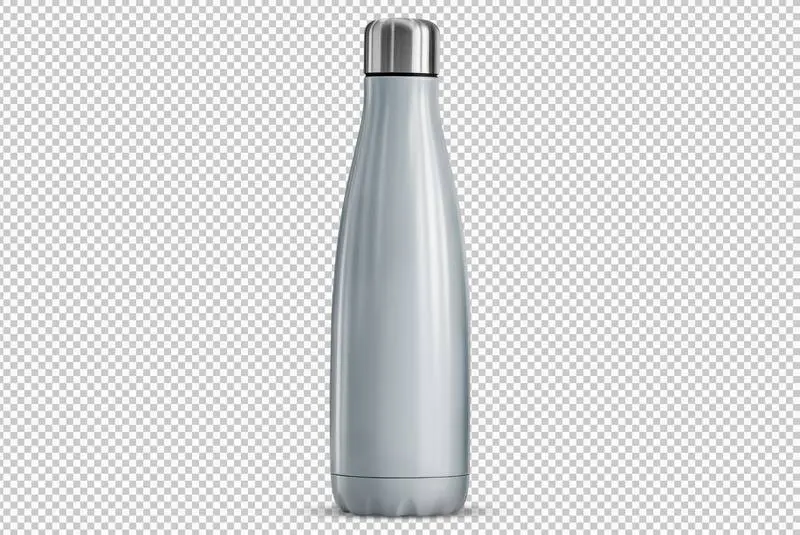 Metallic Thermic Bottle Isolated on a Transparent Background