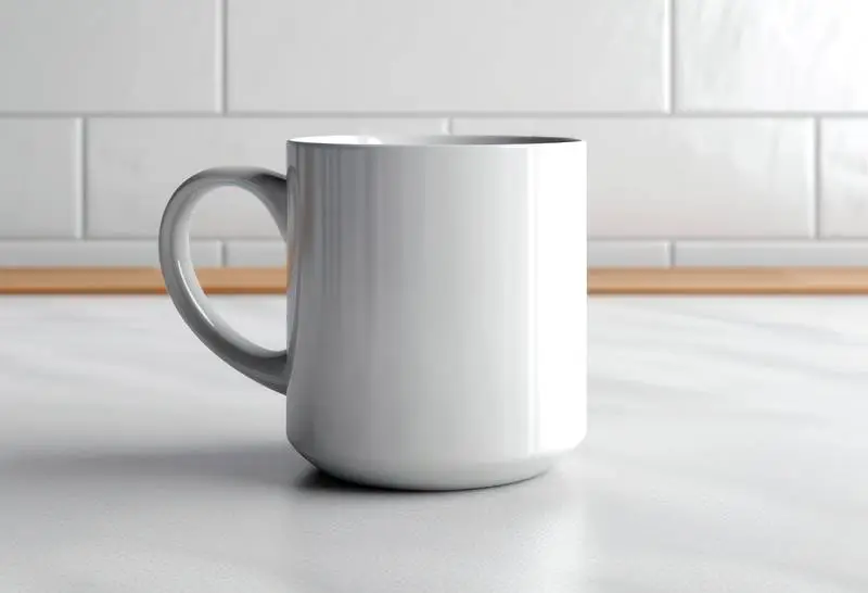 White Coffee Mug in a Kitchen Scene
