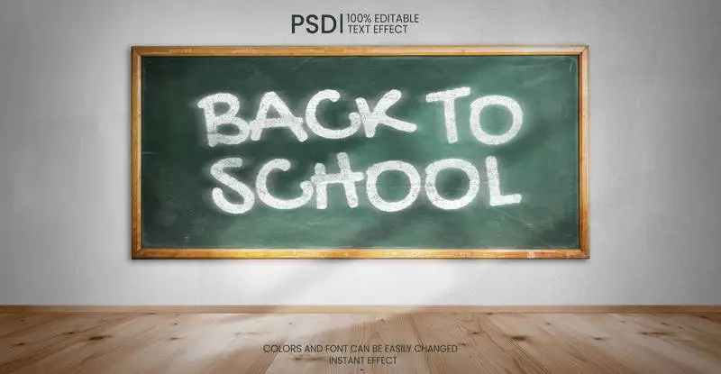 Text Effect on a Green School Board in a Room for Back to School