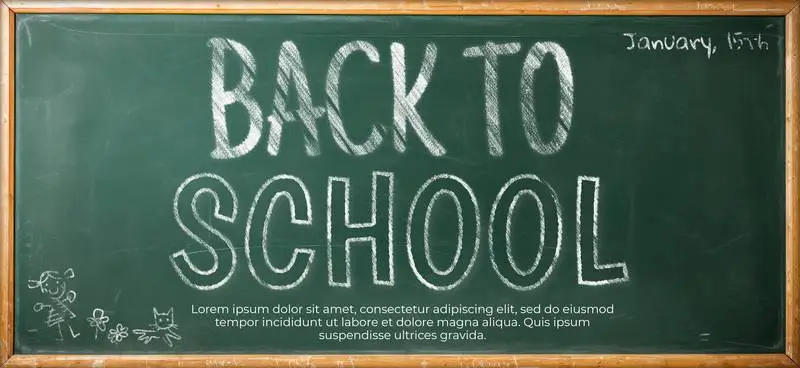 Back to School Banner on a Realistic Green School Board