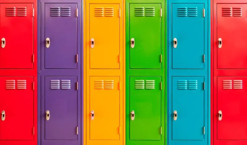 Image of Rows of Coloured School Lockers