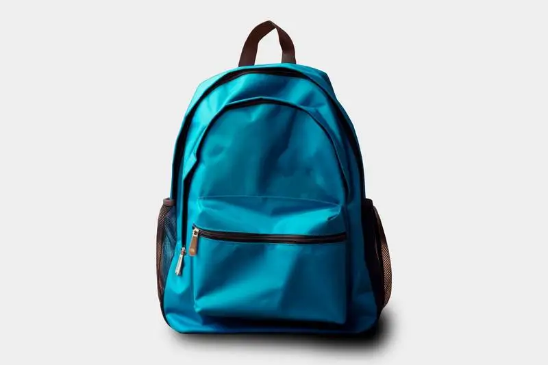 Image of a Realistic Blue Backpack on a White Background