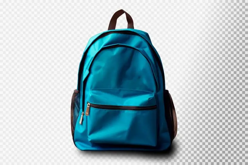 Realistic Isolated Blue Backpack on a Transparent Background