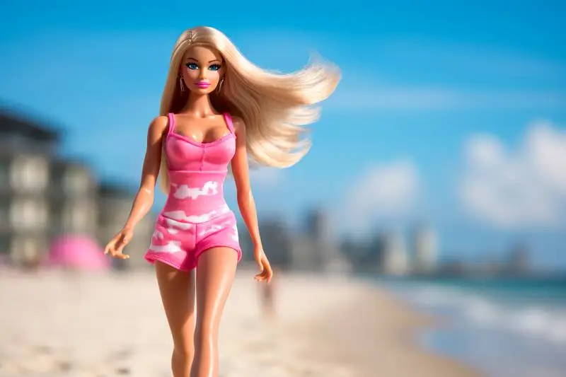 Image of a Blonde Doll on the Beach