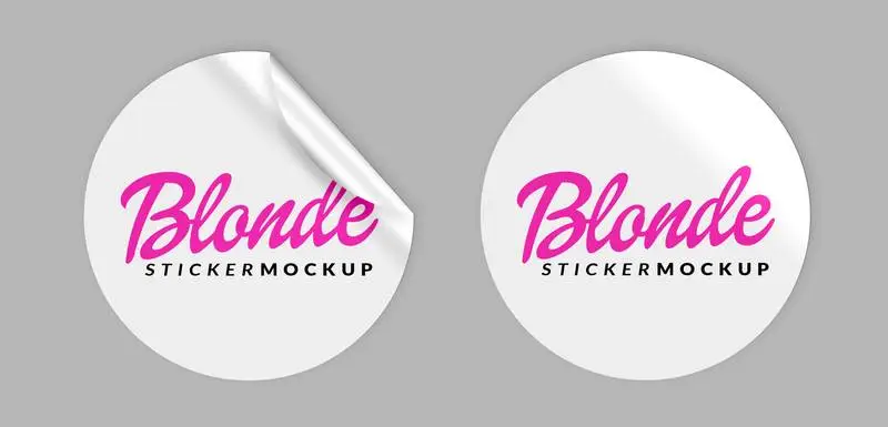 Pack of Stickers with Blondie Logo on a Grey Surface