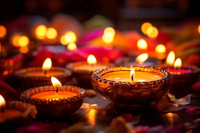 Image of a Candle Composition for Diwali
