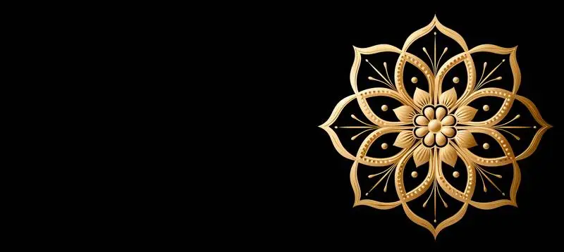 Blank Banner with a Golden Mandala and Text on a Black Background for Diwali