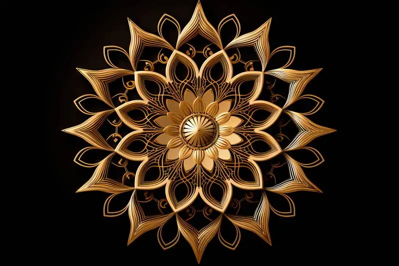 Golden Mandala Image for Diwali on a Black Background