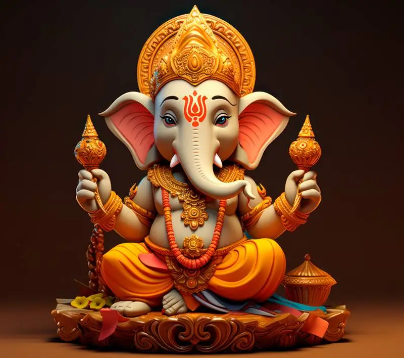 Image of a 3D Ganesha on a Dark Background for Diwali