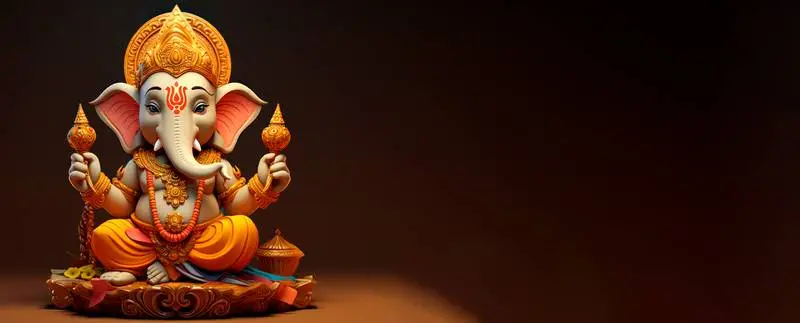 Blank Banner of a 3D Ganesha on a Dark Background for Diwali