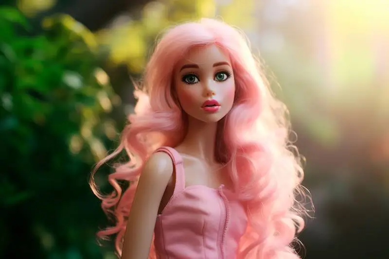 Photo of a Doll with Pink Hair and a Pink Dress
