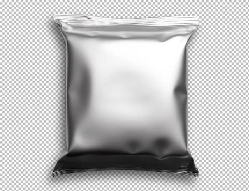 Silver Metallic Square Packaging Isolated on a Transparent Background