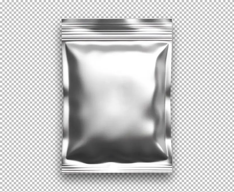 Silver Metallic Packaging Isolated on a Transparent Background