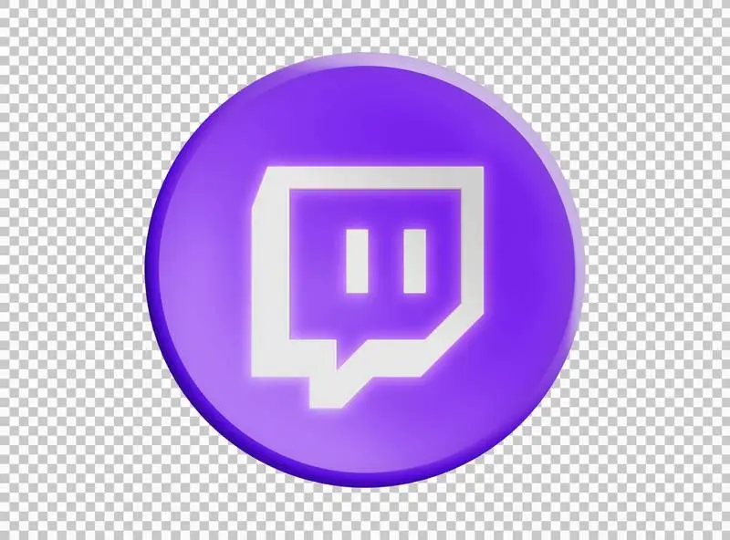 Circle with Twitch Logo Isolated on a Transparent Background