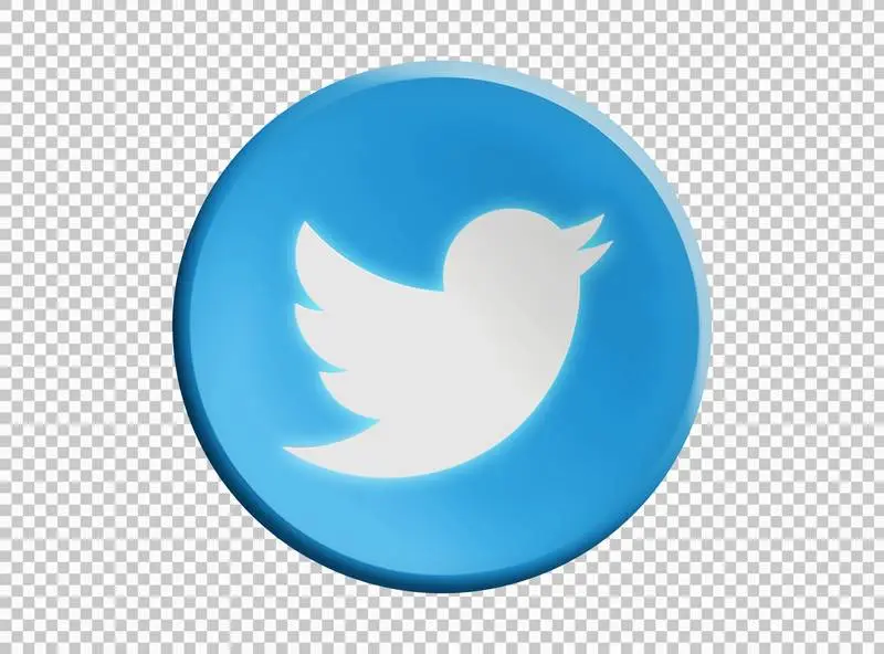 Circle with Twitter Logo Isolated on a Transparent Background