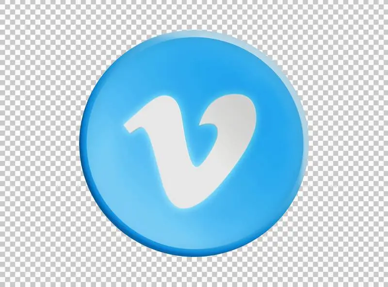 Circle with Vimeo Logo Isolated on a Transparent Background