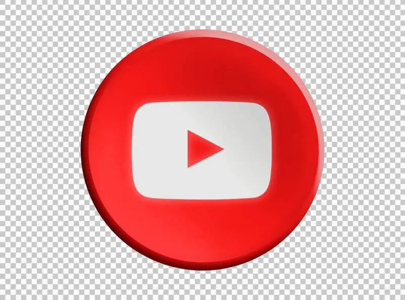 Circle with YouTube Logo Isolated on a Transparent Background