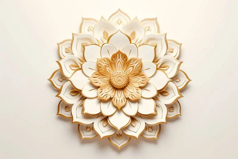 White and Gold Mandala Image on a White Background
