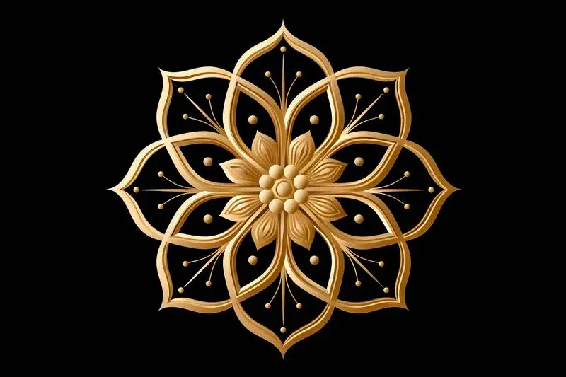 Image of a Golden 3D Mandala on a Black Background