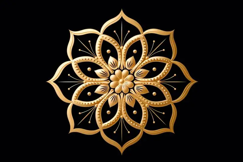 Realistic 3D Golden Mandala Image on a Black Background