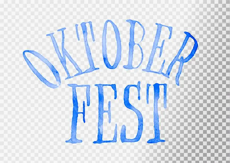Oktoberfest Lettering in Watercolour on a Transparent Background