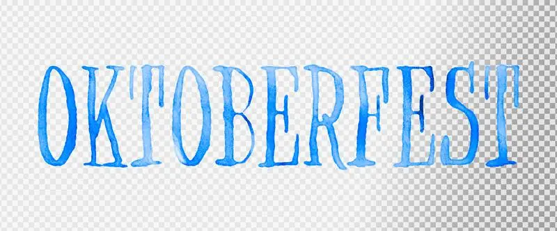 Blue Oktoberfest Watercolour Lettering on a Transparent Background