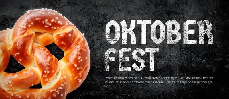 Banner with Oktoberfest Grunge Chalk Text and a Pretzel on a Blackboard Background
