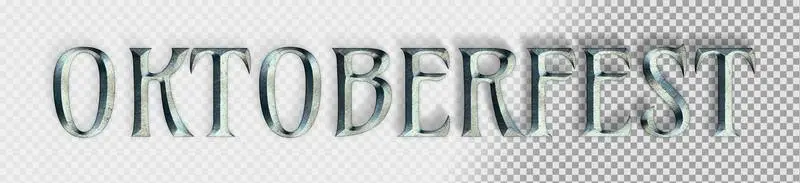 Lettering for Oktoberfest with Metallic Grunge Text on a Transparent Background