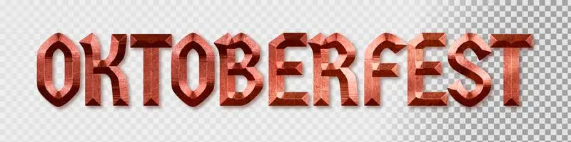 Grunge Red Metallic Lettering for Oktoberfest with Red Text on a Transparent Background