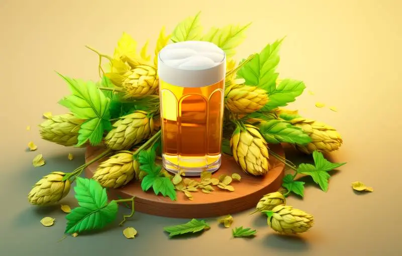 Illustration of Beer and 3D Ears of Wheat for Oktoberfest on a Gradient Background