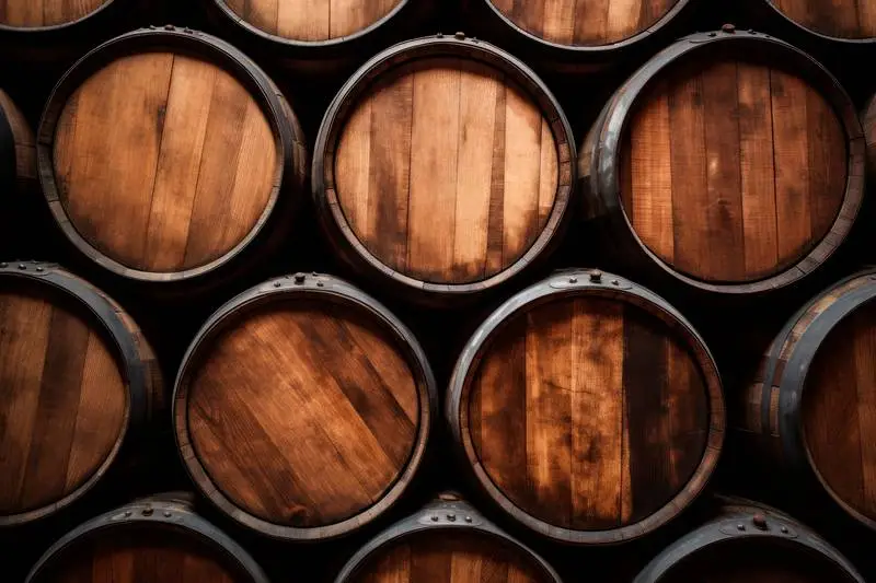 Realistic Image of Stacked Wooden Barrels