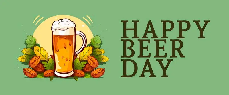 Blank Banner of a Beer Glass Illustration on a Green Background for Beer Day