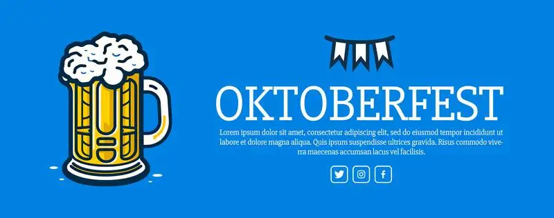 Banner Illustration of a Beer Glass in Flat Style on a Blue Background