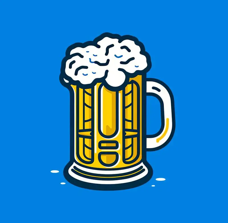 Illustration of a Beer Glass in Flat Style on a Blue Background