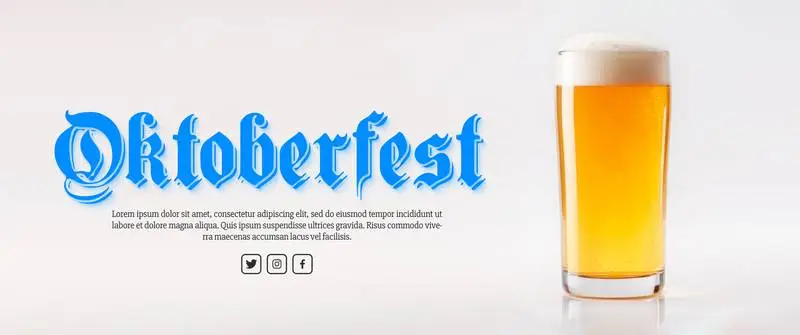 Oktoberfest Text Banner with a Beer Glass Isolated on a White Background