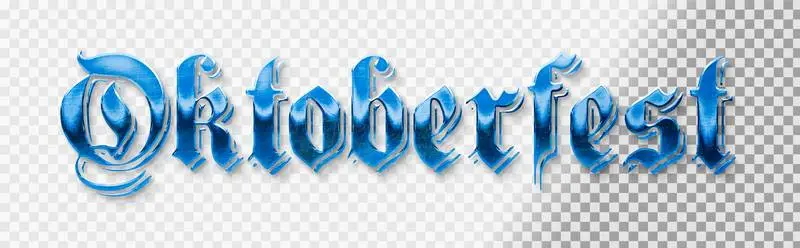 Gothic Grunge Lettering for Oktoberfest with Metallic Text on a Transparent Background