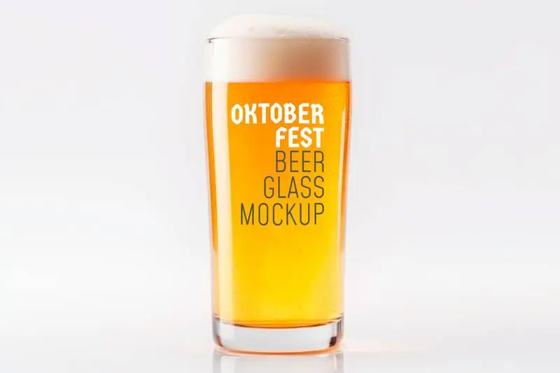 Oktoberfest Beer Glass Mockup on a White Background