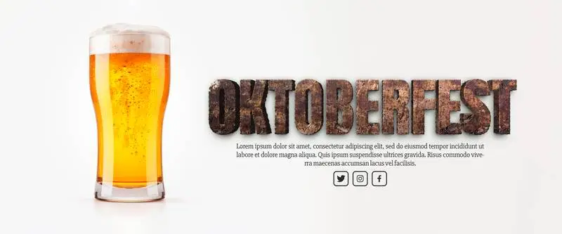 Beer Glass Banner with Text for Oktoberfest on a White Background