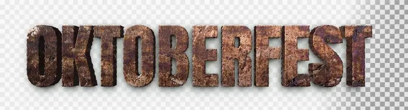 Rusty 3D Lettering for Oktoberfest on a Transparent Background